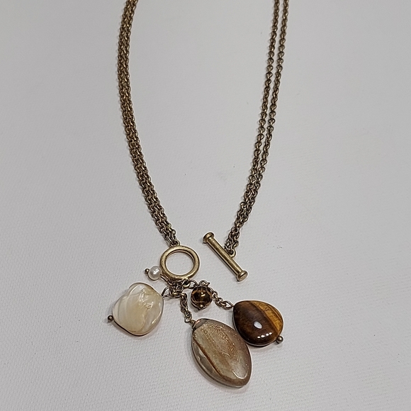 Lia Sophia Matte Gold Tone Charm Dangle Necklace - Picture 3 of 7